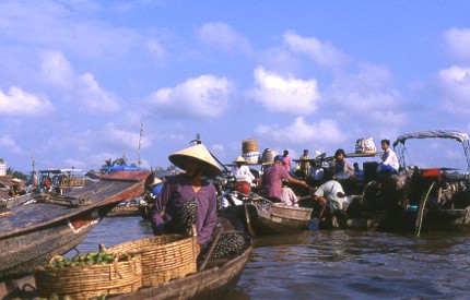 Delta du M&eacute;kong: march&eacute; flottant
